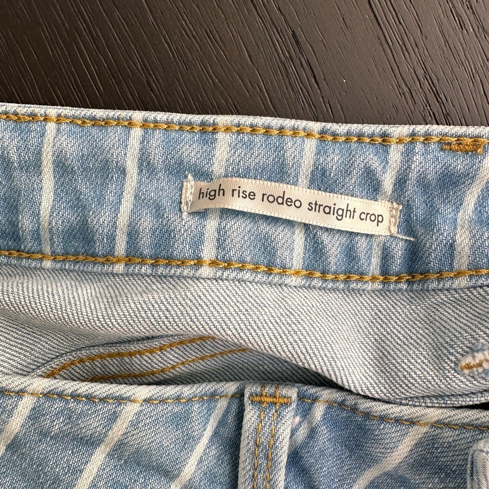 Wrangler High Rise Rodeo Straight Crop Striped Jeans Size 6 - Picture 6 of 9